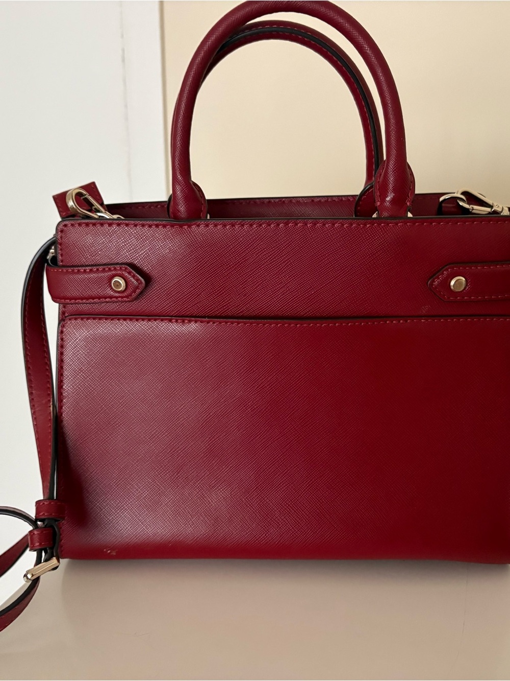 Kate Spade Staci Medium Satchel Red Currant Leather Crossbody Handbag - Picture 3 of 4